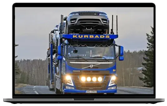 laptop computer view of car hauler truck image